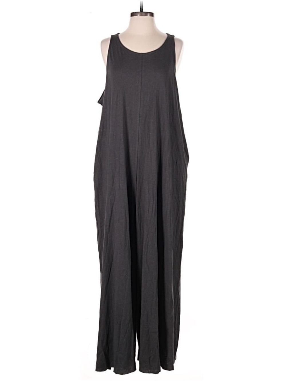 NATURAL LIFE 🩶 Charcoal Gray Sleeveless Scoop Neck Wide Leg Jumpsuit Size L/XL